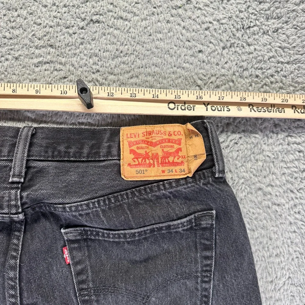 Levi's 501 Jeans Mens 33x32 Black Cotton Denim‎ Straight Leg Workwear Travel